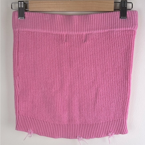 SER.O.YA x Retrofete Shredded Punk Grunge Knit Mini Skirt Bubble Gum Pink | XS - Picture 7 of 10